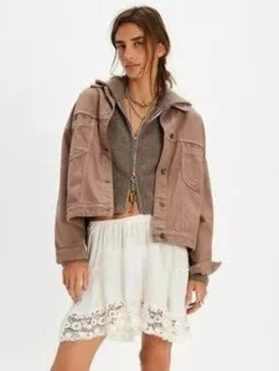 Free People Jackets & Blazers - Free People Opal Swing Denim Jacket Dusted Cocoa XL NWT